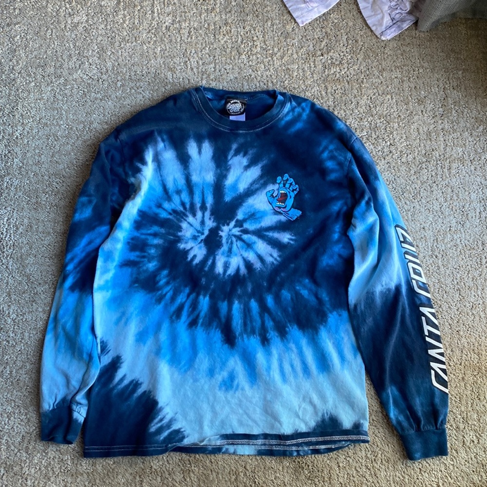 Mens Santa Cruz Long Sleeve Tie Dye T Shirt Size M